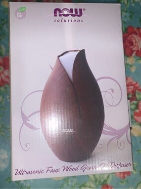 Now Solutions Ultrasonic Faux Wood Grain Essential Oil Diffuser & Oil